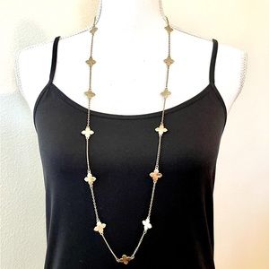 Long Gold Quatrefoil Clover Pendant Necklace | Dainty Layering Jewelry